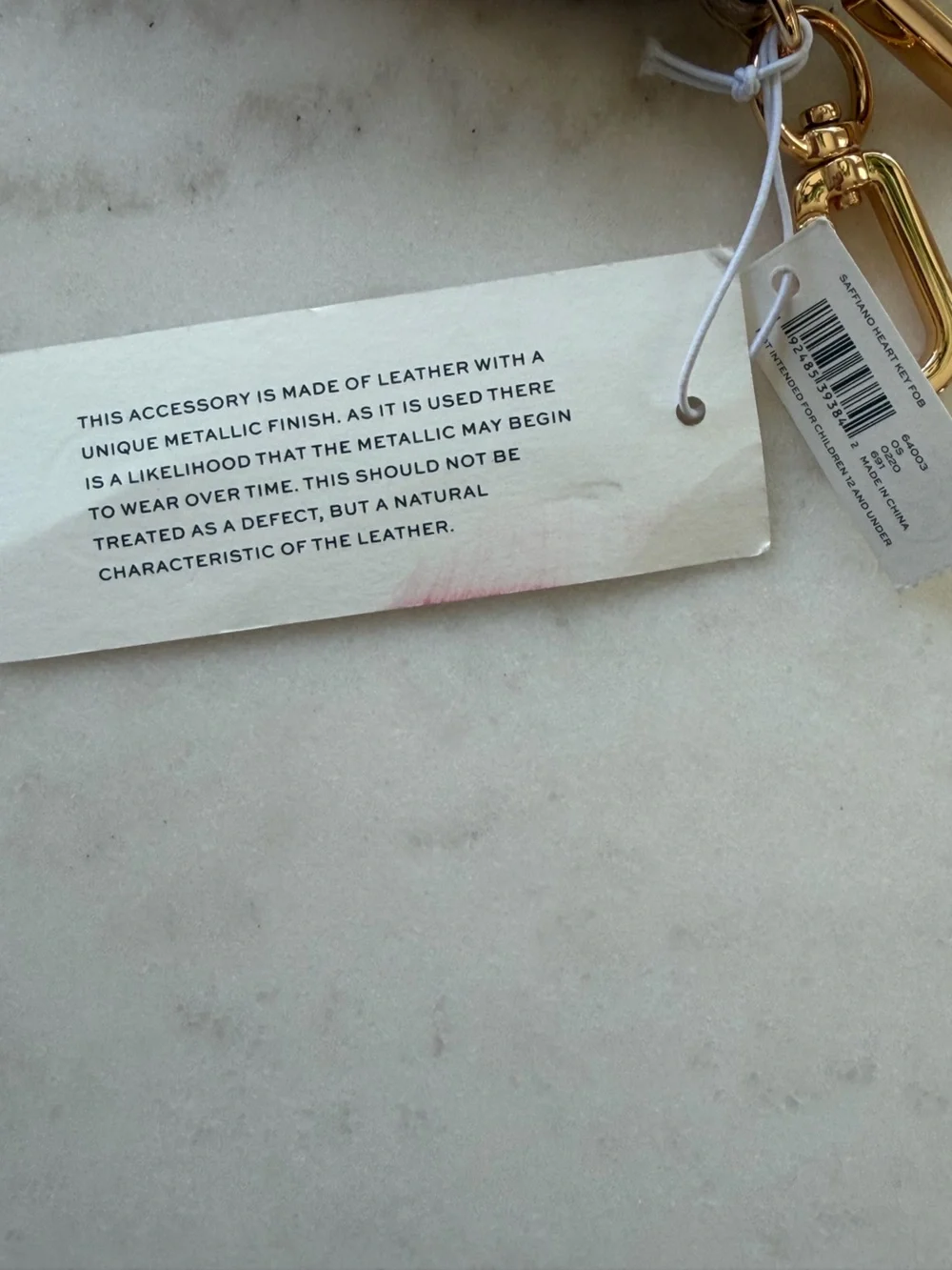Tory Burch Metallic Rose Gold Heart Leather Coin Purse Keychain Charm NWT